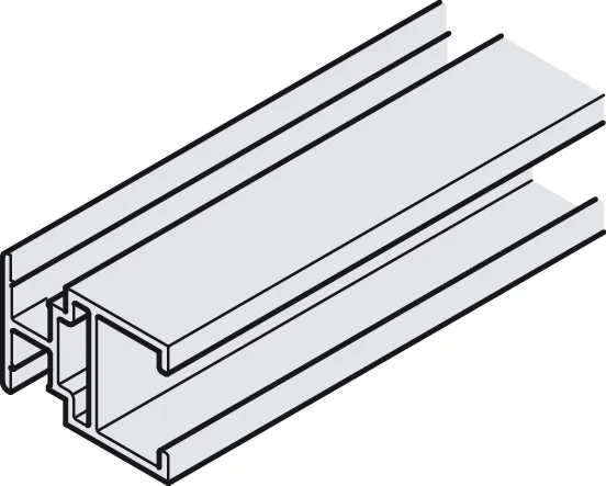 Aluminium kaderprofiel, horizontaal, in het midden