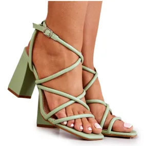 FJ1 Klassieke groene Lucetta-sandalen met hak groente