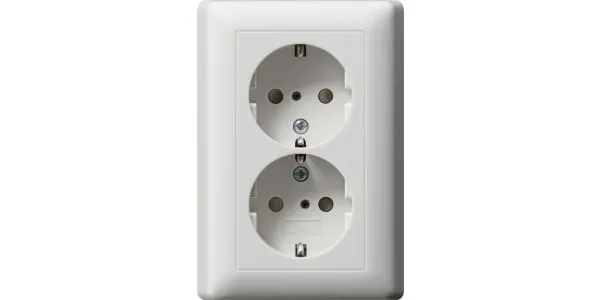 GIRA Systeem 55 Wandcontactdoos met randaarde Kinderveilig 2V Zuiver wit MAT 078327