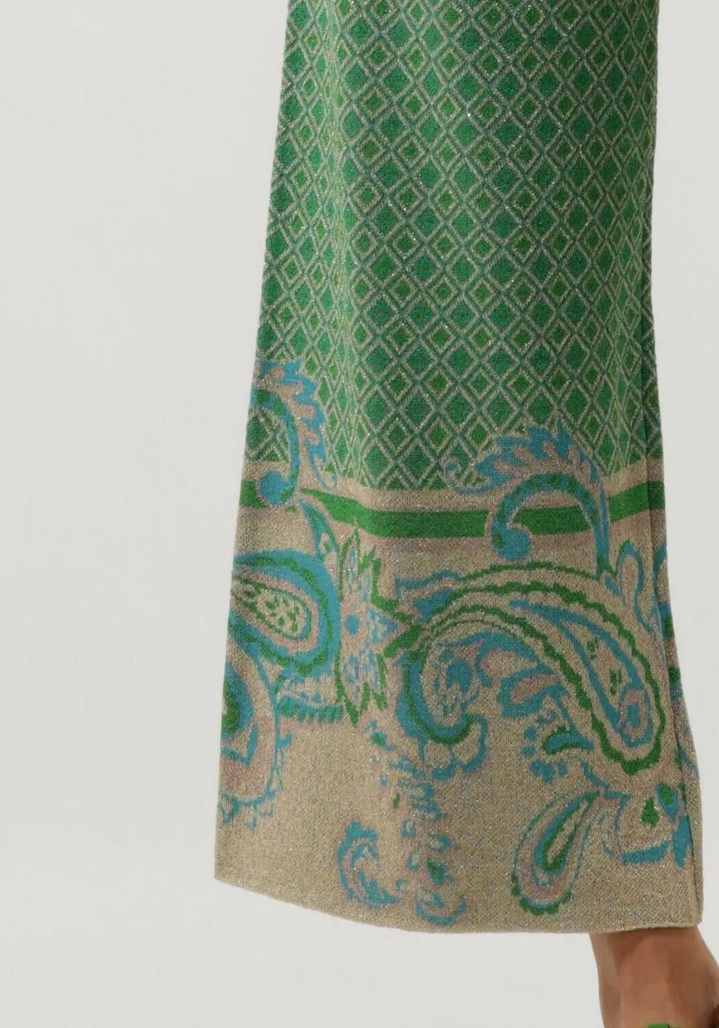 groene liu jo wijde broek pantalone maglia jacquard