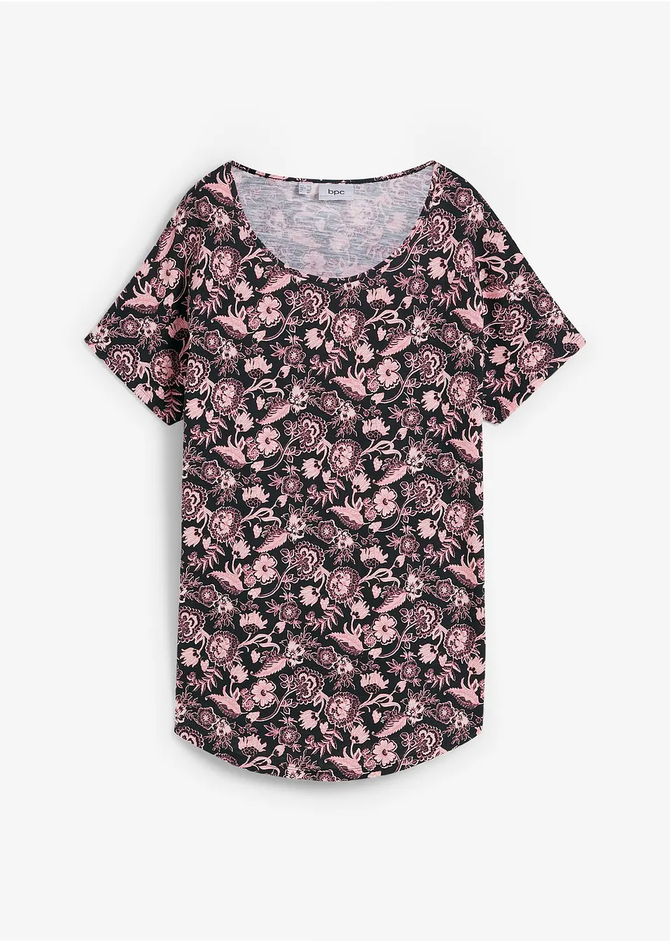 Losjes vallend slub shirt met afgeronde onderrand van biologisch katoen   
