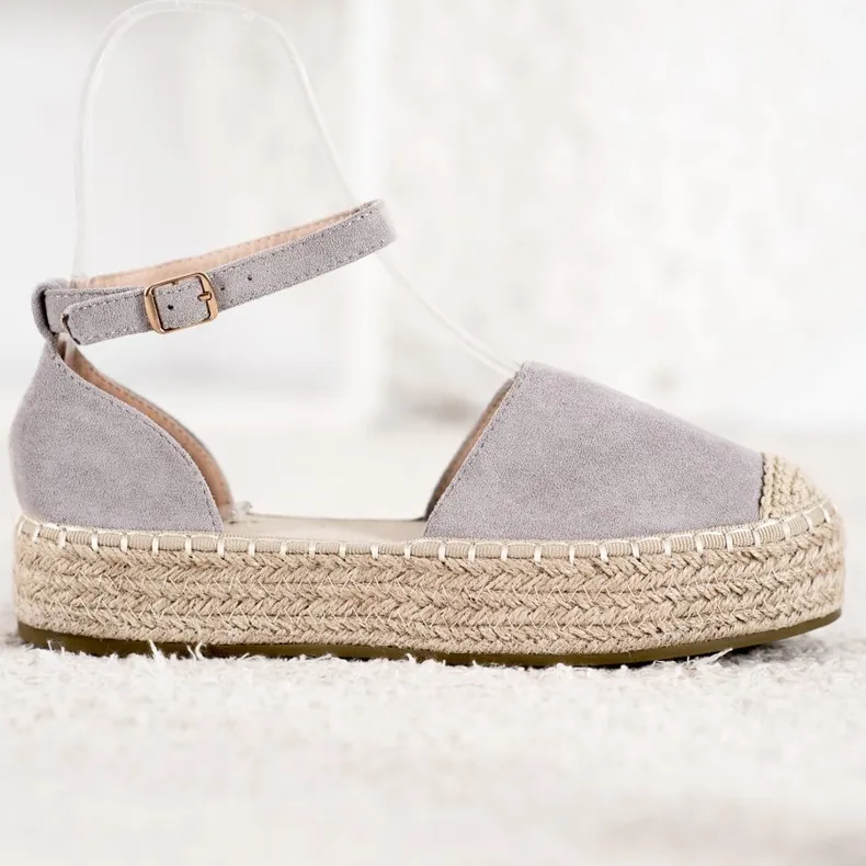 Seastar Grijze espadrilles op het platform grijs