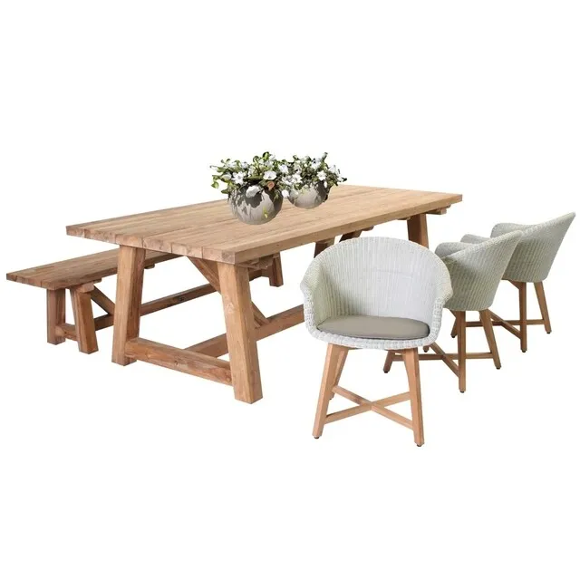 SENSLINE OSKAR TUINTAFEL BANK EN 3 STOELEN  COMPLETE SET