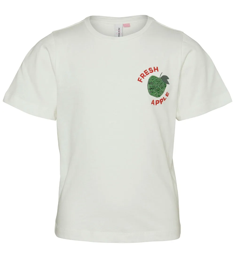 VERO MODA GIRL TSHIRT  VMELLIE  SNOW WHITE/W. CONDITIONER GRE